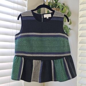 Corey Lynn Calter Black and Green Textured Tank Top